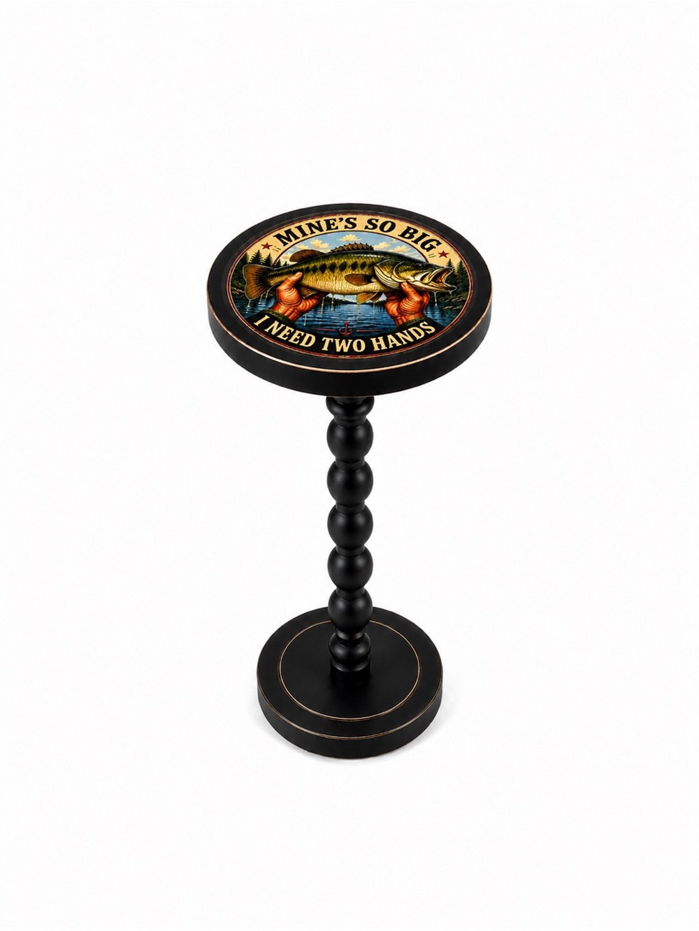Funny Fishing Drink Table, Whiskey Stand, Small Side Table, Lake Cabin Furniture